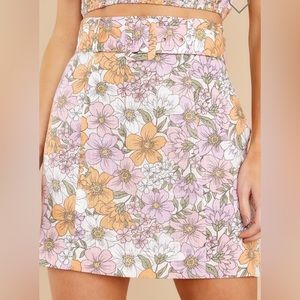 MINKPINK Ester Hibiscus Belted Mini Skirt